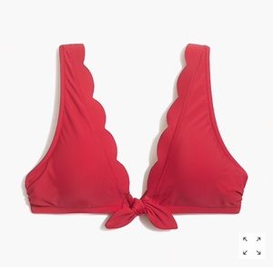 Scalloped Tie Front Bikini Top